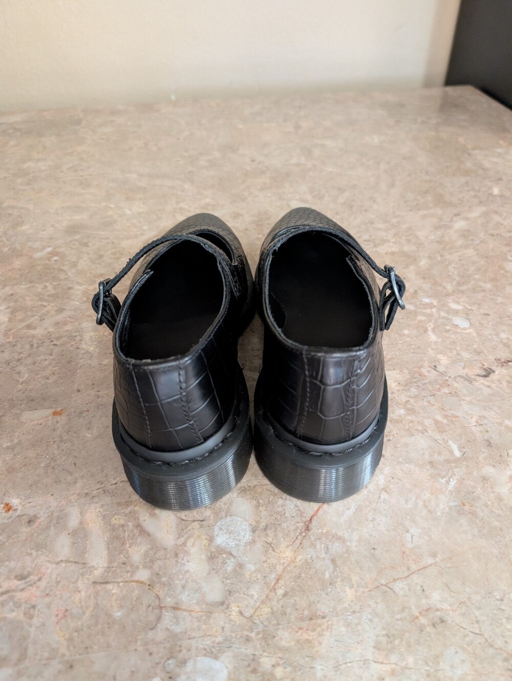 Dr, Martens Scarpe Elphie Mary Jane Emboss Leather Shoes In Black Women's Size 5 - Picture 6 of 11